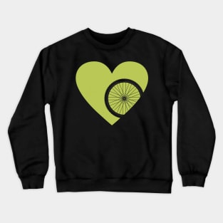 Heart with Mountain Bike Wheel for Cycling Lovers Crewneck Sweatshirt